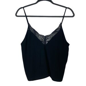 Superdown lace trim black tank top